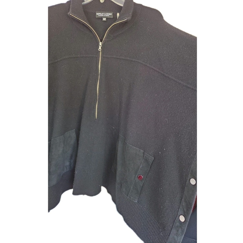 Repeat Wool-cashmere Blend Shawl, One Size Oversized Snaps Pockets‎